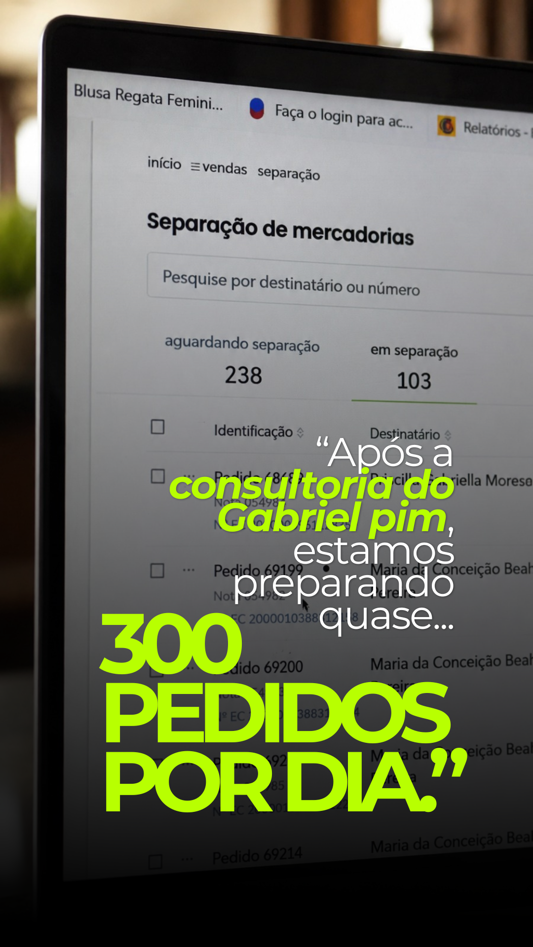 Depoimento de mentorado — escala operacional