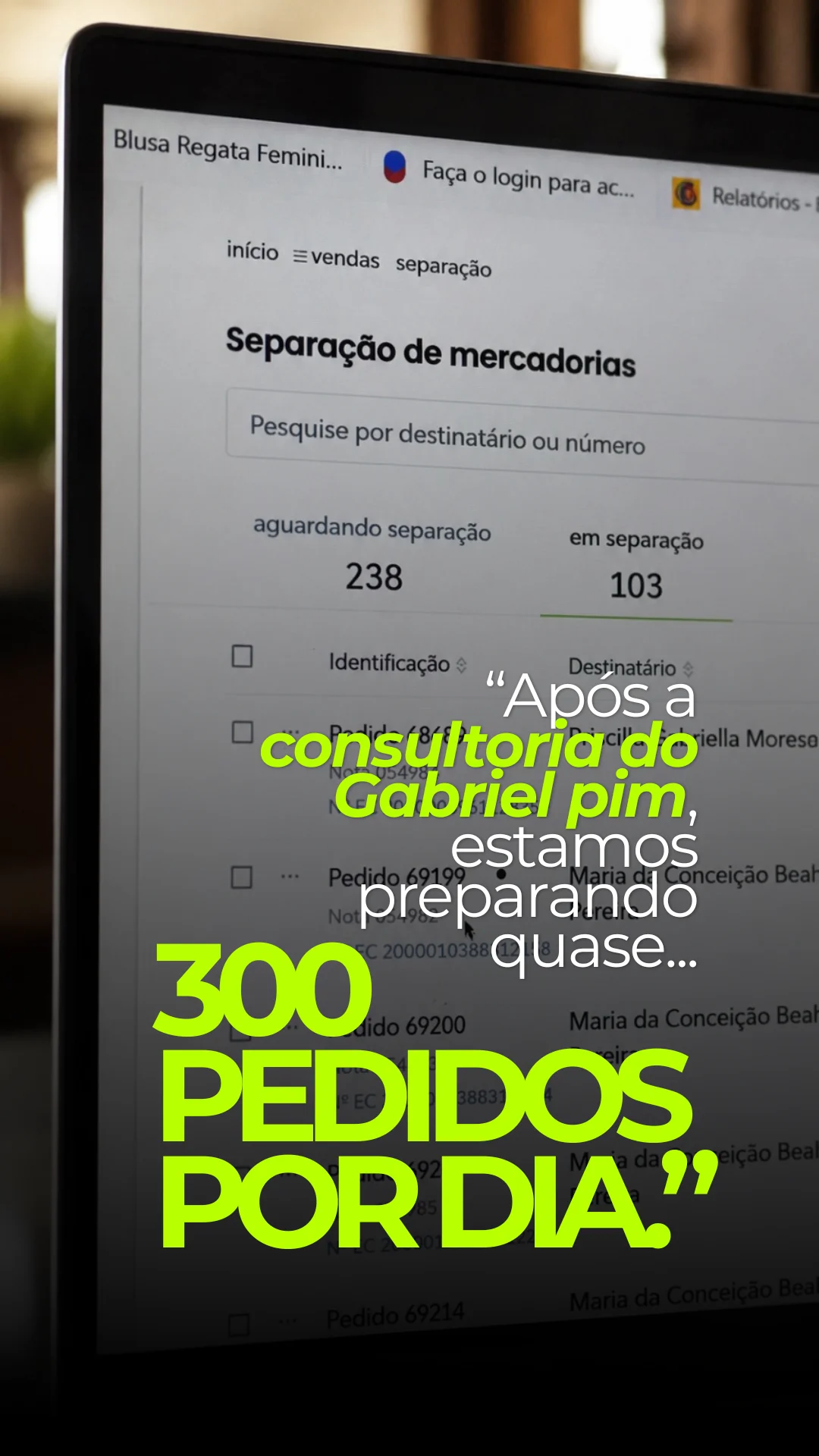 Depoimento de mentorado — escala operacional
